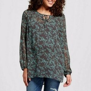 Women’s Liz Lange Maternity black green floral print chiffon top